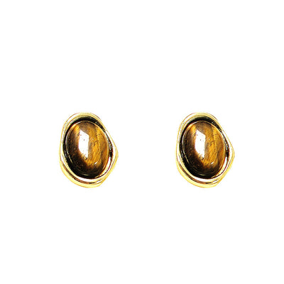 Aretes Ovalados de Cimofanita Retro - Image 5