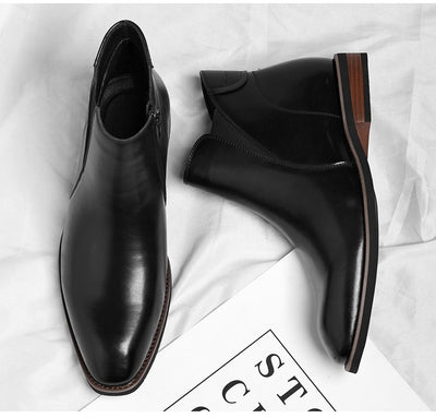 Botas Altas Retro de Cuero para Hombre - Estilo Formal Clásico - Image 7