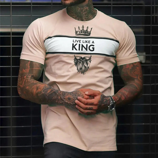 Camisa Casual Hombre Cuello Redondo Impresión 3D Digital Manga Corta