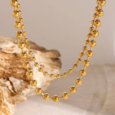 Collar Clavícula Acero Inoxidable Cadena Dorada 18k con Perlas de Amor - Image 13
