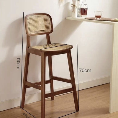 Taburete de Bar Ovalado en Ratán Tejido con Madera de Hule Maciza - Image 8