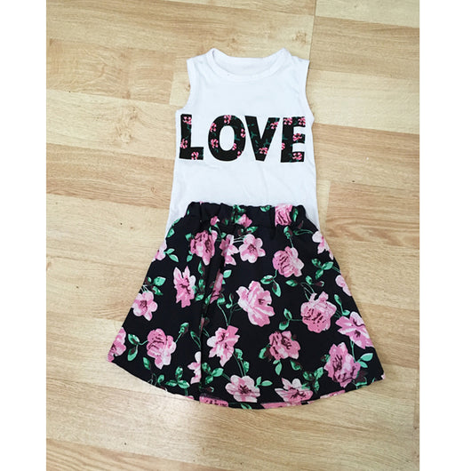 Conjunto de Dos Piezas para Niña: Chaleco Floral con Alfabeto y Falda Corta - Image 16