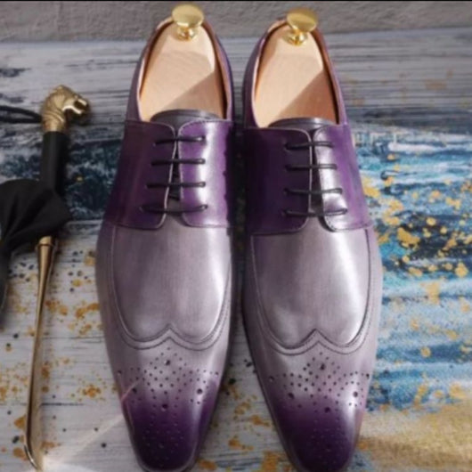 Zapatos Hombre Degradado Púrpura con Cordones y Tacón Bajo - Image 5