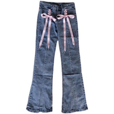 Jeans Talle Alto Ajustado con Cordones de Moda para Mujer - Image 4
