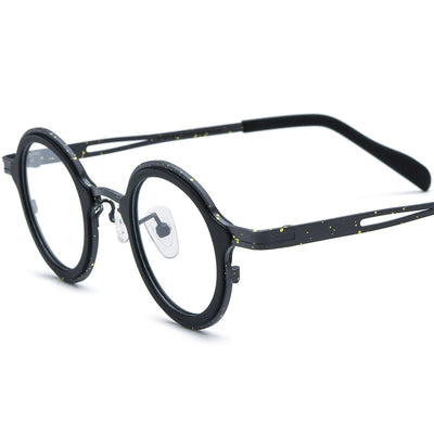 Armazón de Gafas Redondo en Titanio Ensamblado - Image 11