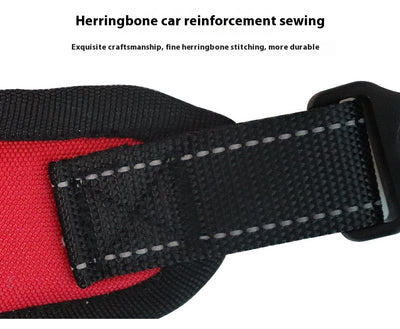 Blue and black pet harness with reflective stitching, a top handle, and red quick-release buckles. - Image 20