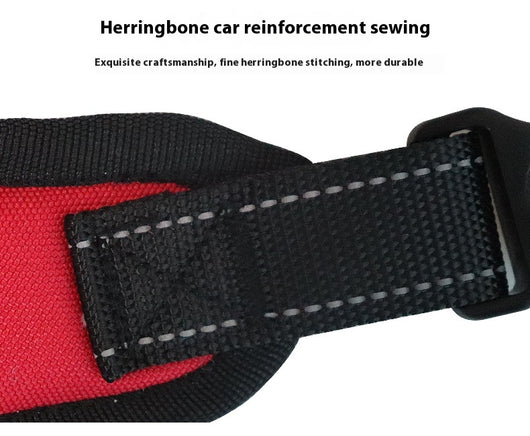 Blue and black pet harness with reflective stitching, a top handle, and red quick-release buckles. - Image 20