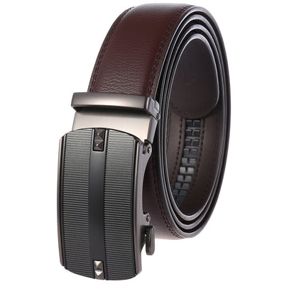 Cinturón de Cuero Doble Capa con Hebilla Automática para Hombre - Image 5