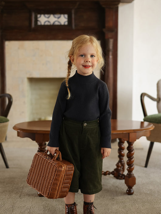 Suéter Infantil de Cuello Alto Medio para Niñas - Prenda Base Tejida Versátil Primavera Otoño - Image 5