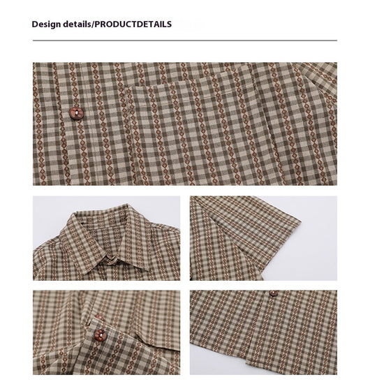 Camisa Retro Japonesa a Rayas - Estilo Preppy Holgado de Manga Corta - Image 11