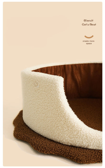 Casa Cama para Gato con Forma de Galleta - Refugio Cálido para Otoño e Invierno - Image 16