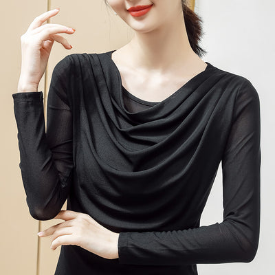 Blusa Plisada de Color Sólido para Mujer - Image 2