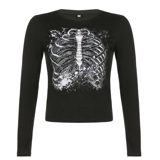 Camiseta Retro Estampado Esternal Manga Larga Estilo Street Hot Girl - Image 12