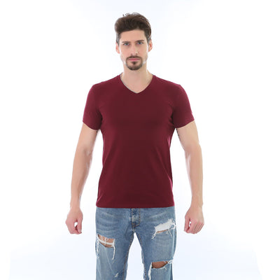 Playera Casual de Cuello V Hombre - Colores Sólidos - Image 3