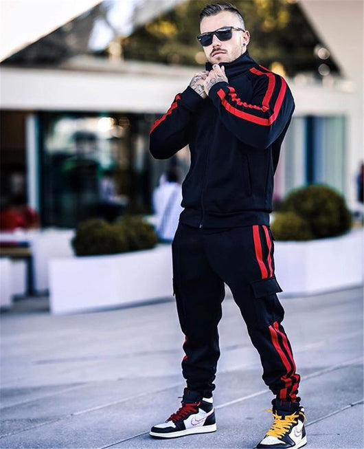 Traje Deportivo Casual Hombre Rayas Combinadas Estilo Coreano - Image 5
