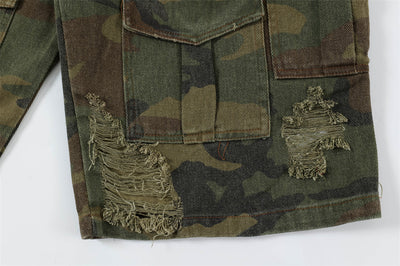 Shorts Punk Holgados con Múltiples Bolsillos y Detalles Rotos - Image 18