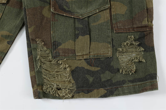 Shorts Punk Holgados con Múltiples Bolsillos y Detalles Rotos - Image 18
