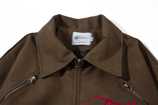 Chaqueta de Cuero Suelta con Bordado Gótico - Image 19