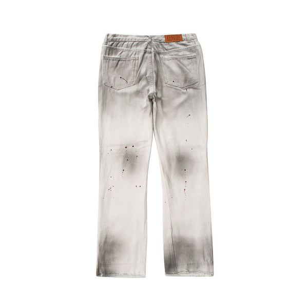 Jeans Tie-Dye Desgastados con Bordes Crudos para Hombre