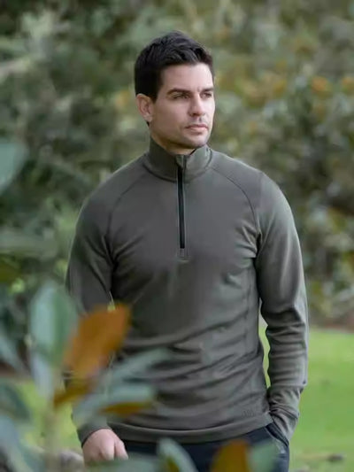 Chompa Lana Gris de Secado Rápido con Cierre Medio - Hombre Outdoor - Image 2