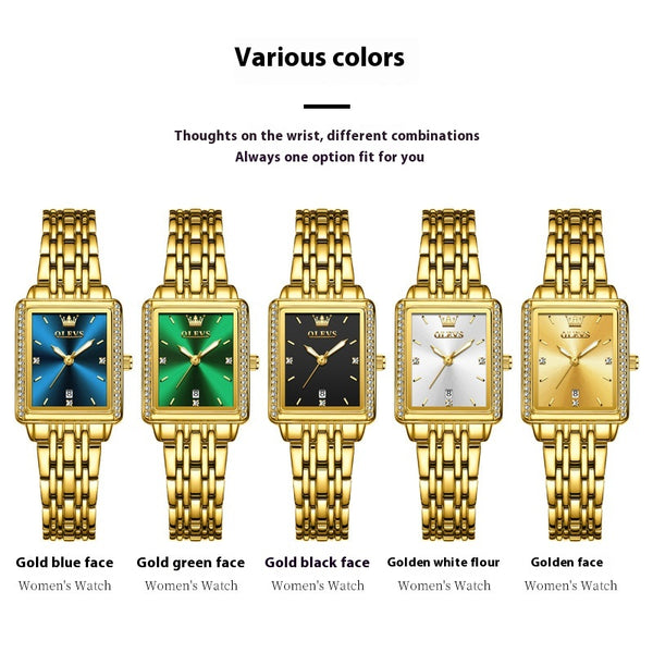 Reloj de Cuarzo Elegante Cuadrado Versátil para Mujer