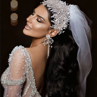 Tiara Nupcial de Cristal Hecha a Mano - Corona Elegante para Novia - Image 6