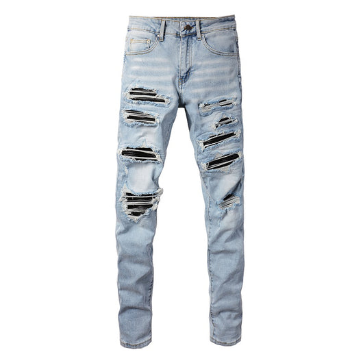 Jeans Slim Fit Elásticos con Parches de Cuero para Hombre - Image 2