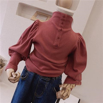 Blusa Infantil con Cuello Alto, Mangas Abullonadas y Botones - Image 12