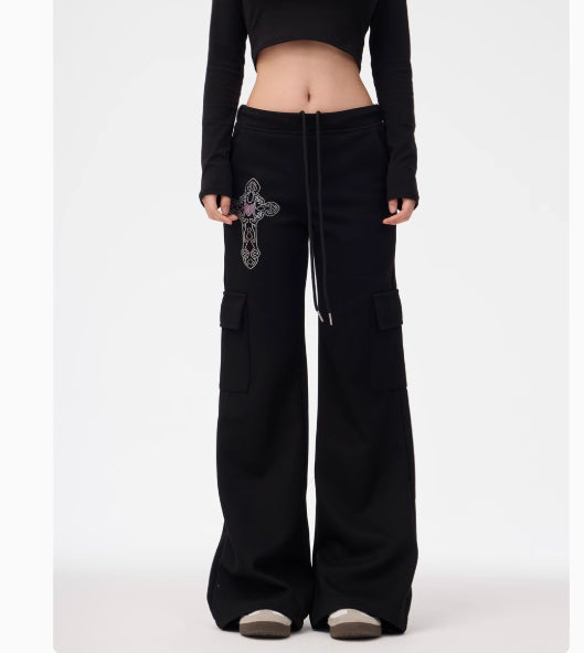 Pantalones de Pierna Ancha Gris para Mujer - Comodidad Deportiva - Image 4