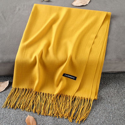 Pashmina Elegante de Color Liso con Borlas - Image 18
