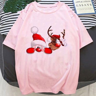 Playera Navideña con Estampado de Papá Noel y Reno - Image 27