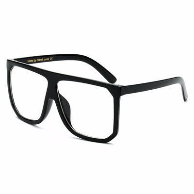 Large frame flat top sunglasses with black frames, brown gradient lenses, and subtle leopard print detail. - Image 21