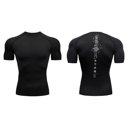 Playera de Compresión Estampado Espada Manga Corta Verano Hombre - Image 7