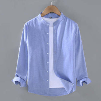 Camisa Manga Larga Cuello Alzado Hombre Primavera Otoño - Image 19
