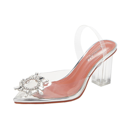 Zapato de Tacón Grueso Cristal con Moño Puntiagudo - Image 7