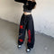 Jeans Rectos Anchos con Estampado de Estrellas Vintage y Roturas