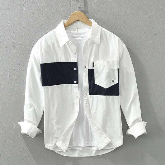 Camisa Cargo Casual con Contraste de Colores para Hombre