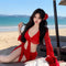 Conjunto de Bikini Rojo Intenso de 4 Piezas - Diseño Sexy y Moderno