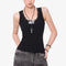 Camisola Negra de Encaje con Cuello U - Top Slim Ajustado para Mujer
