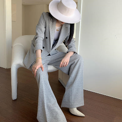 Traje de Abrigo de Lana con Pantalón Ancho para Mujer - Image 11