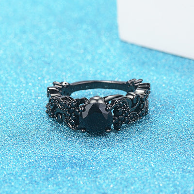 Anillo Punk Chapado en Oro Negro con Circón Negro Incrustado - Image 18