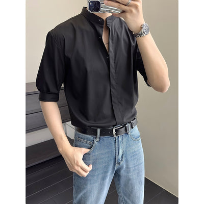 Camisa Estival Hombre Cuello Mao Manga Corta Transpirable - Image 11