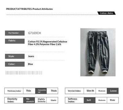 Pantalones Denim Azul Retro Efecto Desgastado para Hombre - Image 12