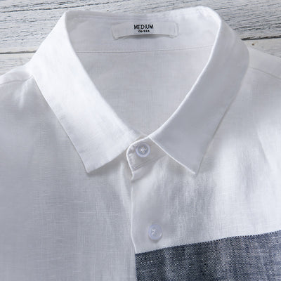 Camisa Hombre Cuello Suelto Algodón Lino Versátil para Playa - Image 9