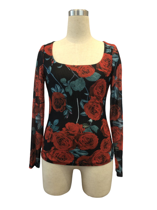 Blusa Estampada Romántica con Rosas y Escote en U - Image 8