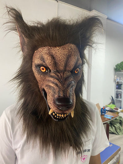 Máscara de Lobo Hombre Halloween - Disfraz Cosplay Cabeza Giratoria Realista - Image 10