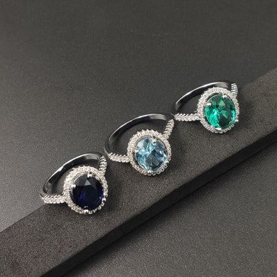 Anillo de Diamantes Zircón Redondo Lujo - Compromiso y Boda - Image 19