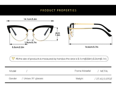 Gafas Elegantes Marco Grande Metal Mitad Inferior - Image 11