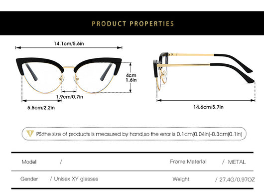 Gafas Elegantes Marco Grande Metal Mitad Inferior - Image 11