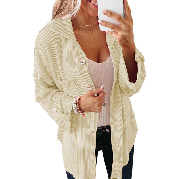Blusa Tejida Suelta de Manga Larga en Color Sólido - Comodidad y Estilo